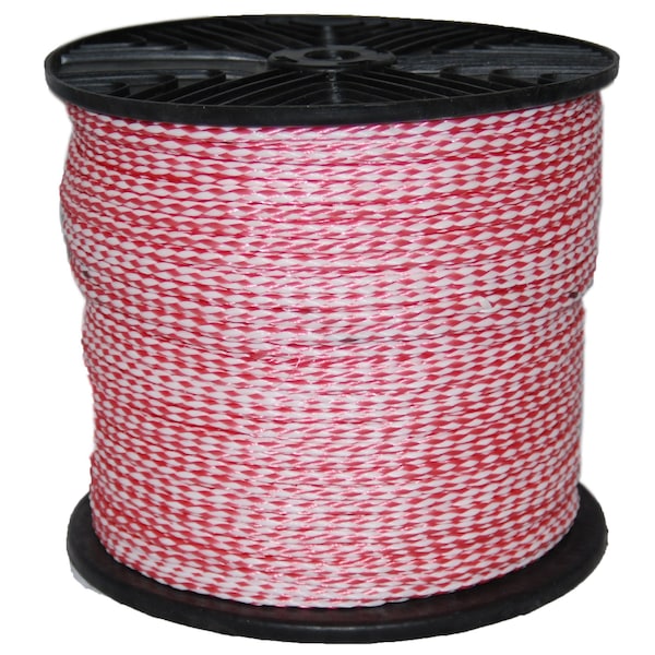 T.W. Evans Cordage Co. No. 8 - 1/4. x 1000 ft. Red and White Hollow Braid Polypro 27-307 - main